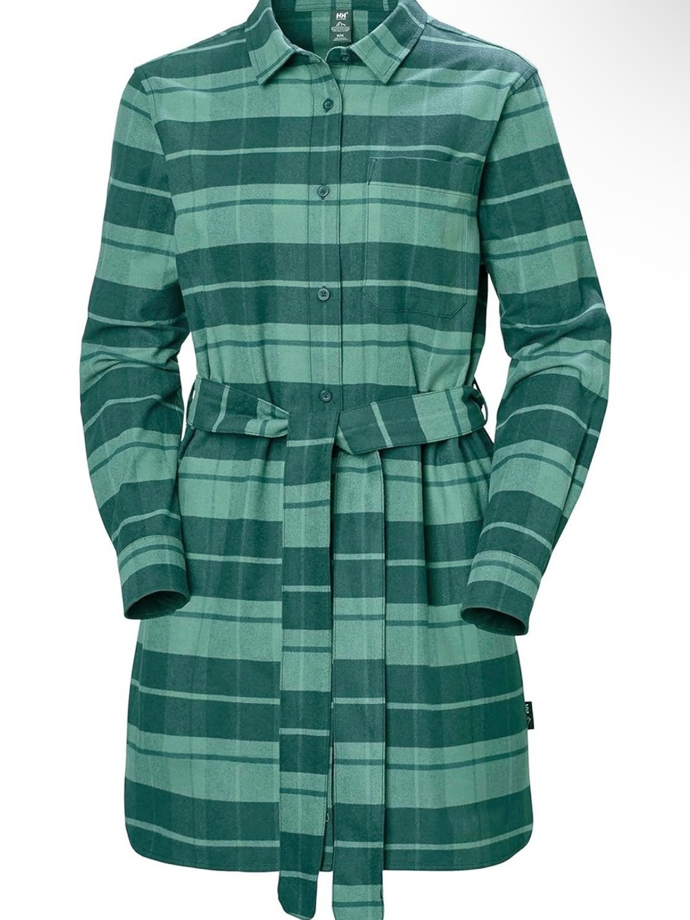 Helly Hansen Green Plaid Button-Up Shirt Dress